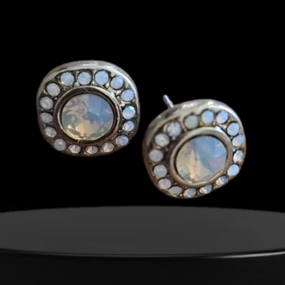 Cindy Ensor Moonstone CZ Gold Vermeil Stud Earrings